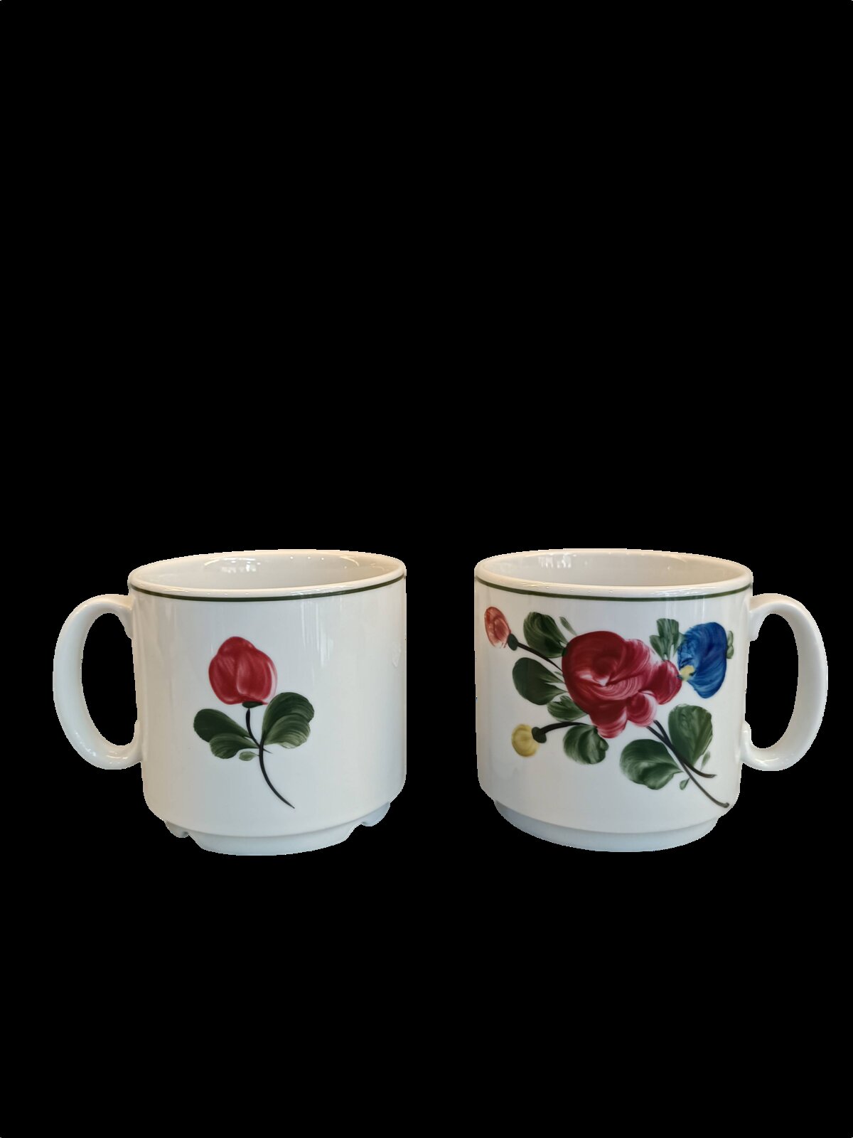 Vintage Çiçek Desenli 2'li Porselen Kupa Seti