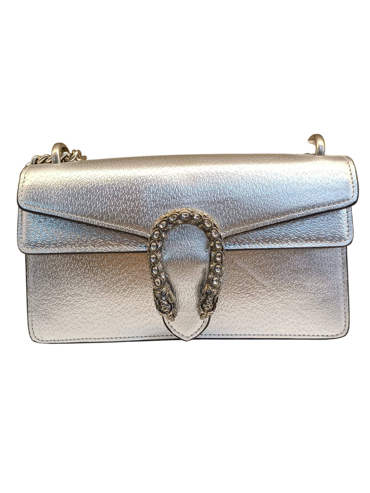 Gucci Dionysus Gümüş Metalik Deri Omuz Çantası