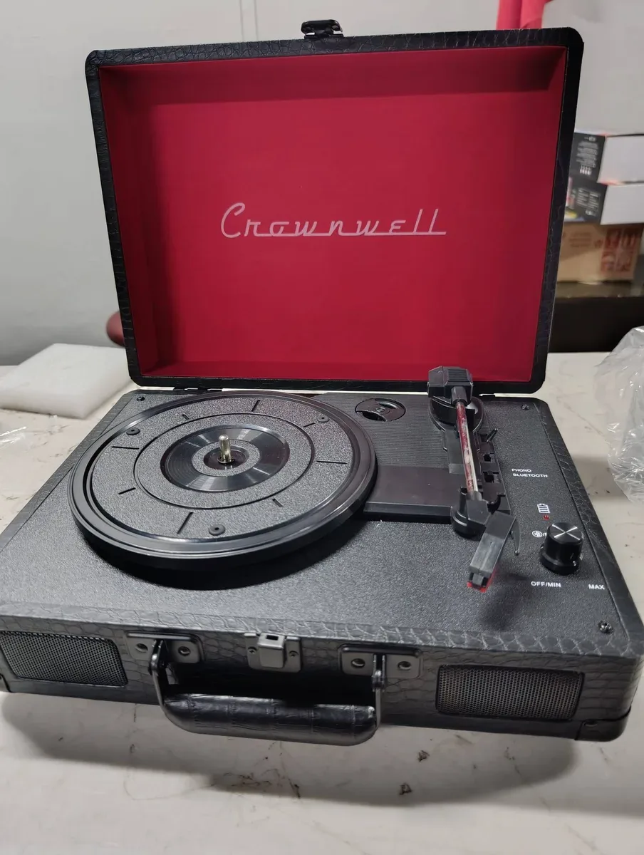 Crownwell Bluetooth Vinil Plak Çalar Taşınabilir Bavul Tipi